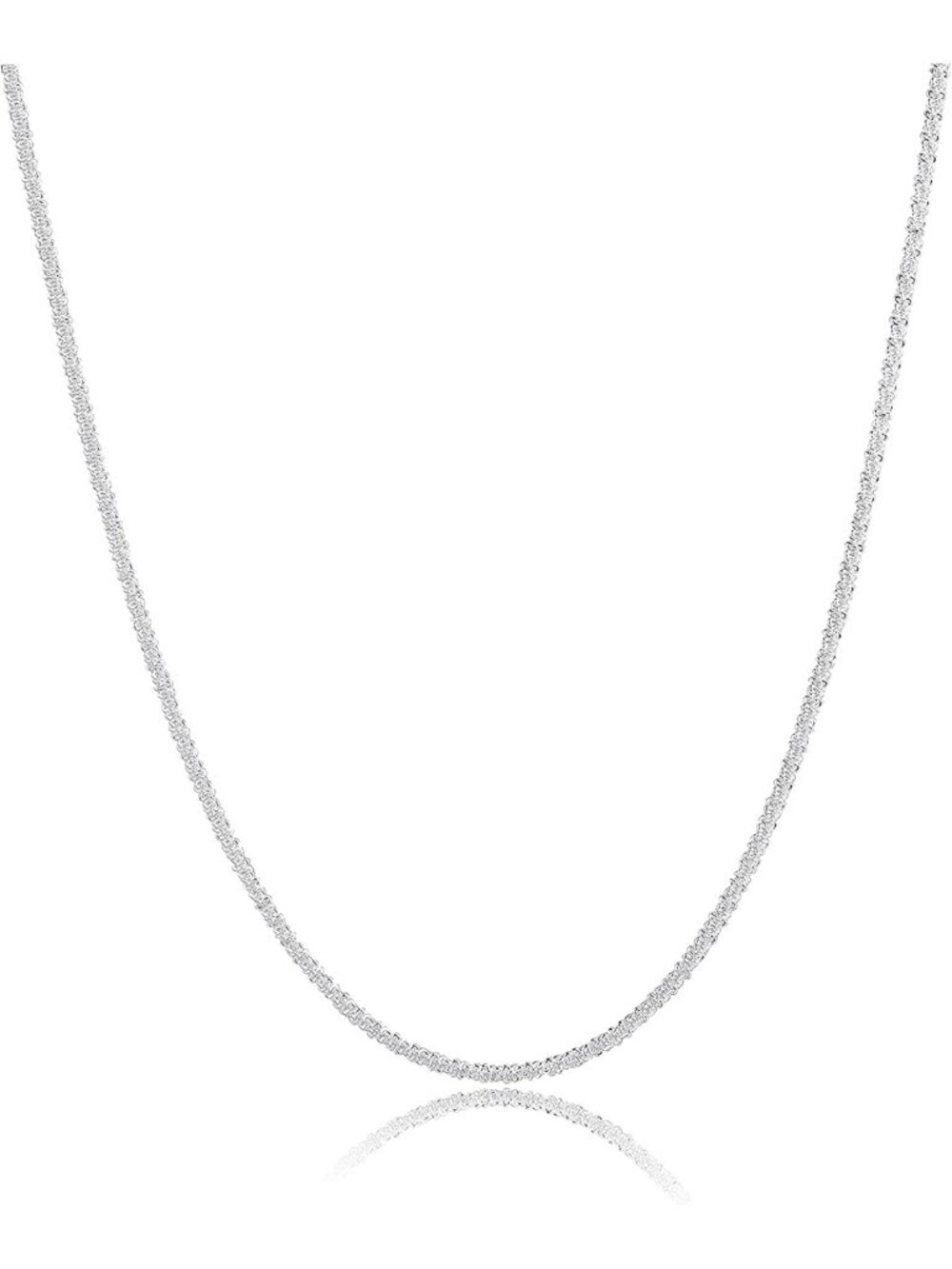 925 Sterling Silver Paperclip Necklace for Women - Sparkling Singapore Chain